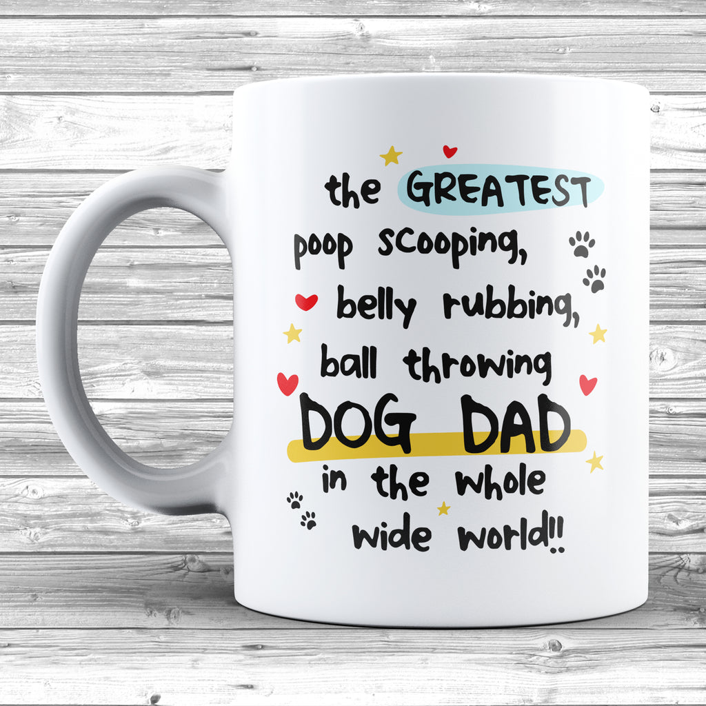 The Greatest Dog Dad Mug – funny dog lover gift in white ceramic.