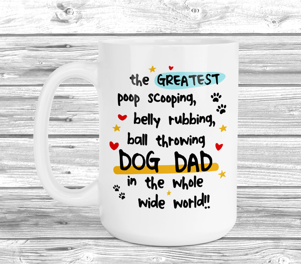 The Greatest Dog Dad ceramic mug – ideal gift for dog-loving dads.
