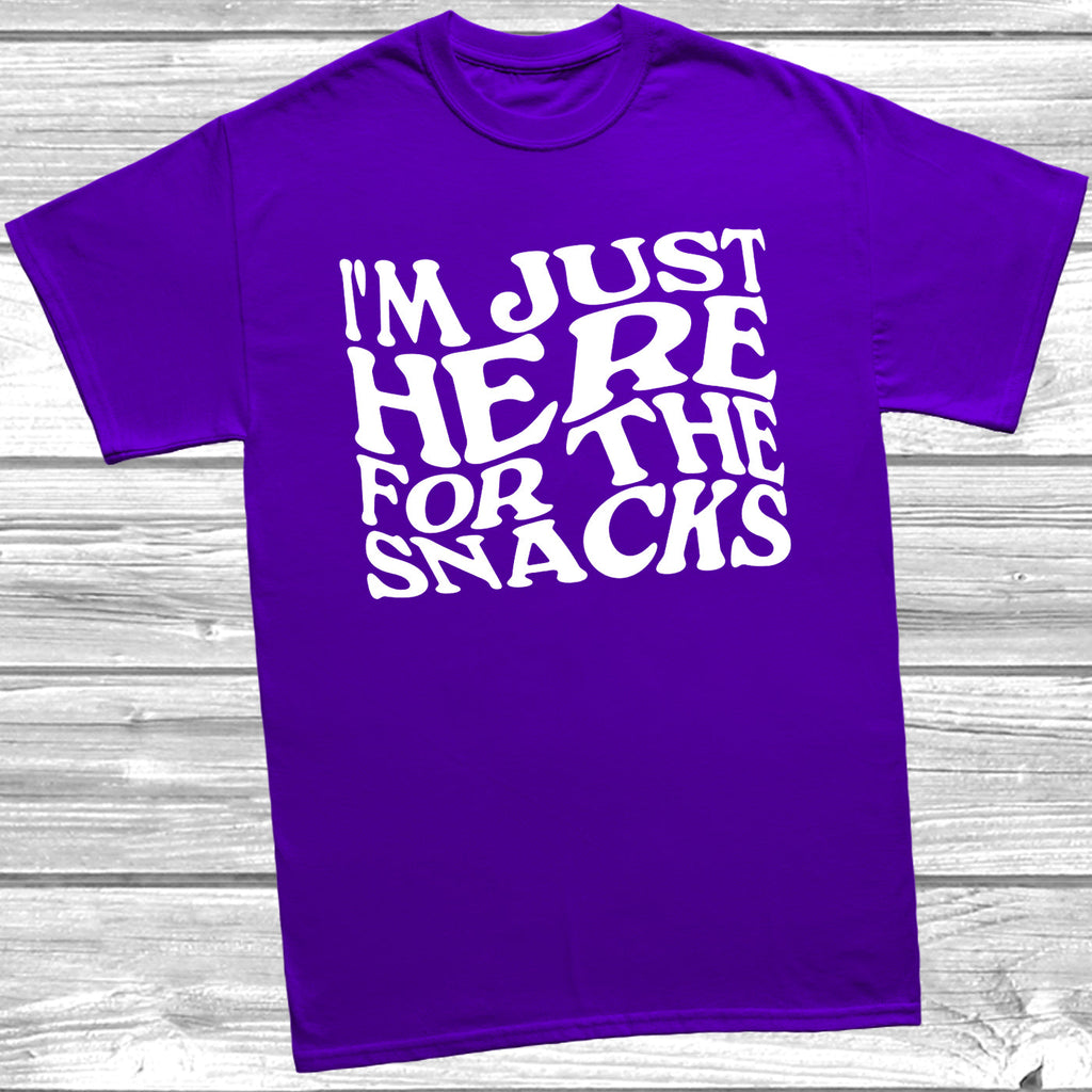 Get trendy with I'm Just Here For The Snacks T-Shirt - T-Shirt available at DizzyKitten. Grab yours for £8.99 today!