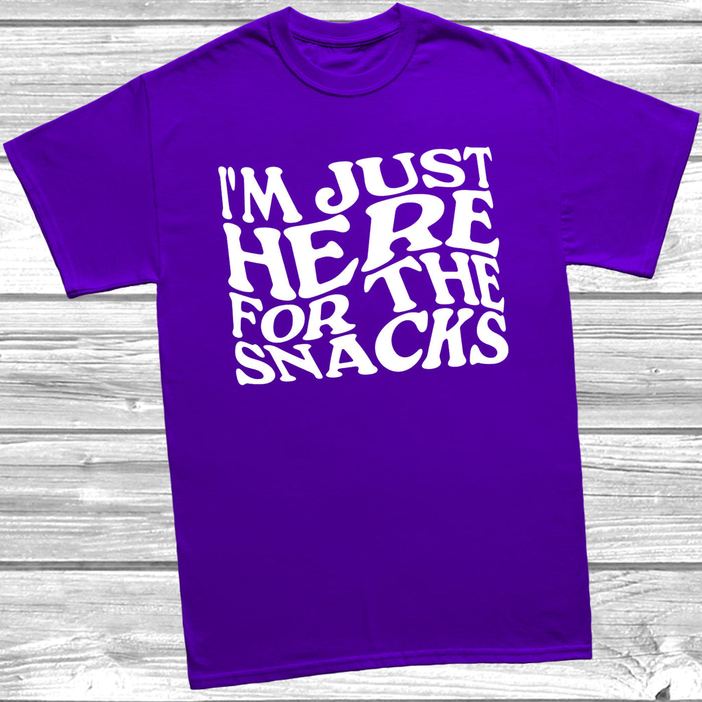 Get trendy with I'm Just Here For The Snacks T-Shirt - T-Shirt available at DizzyKitten. Grab yours for £9.49 today!
