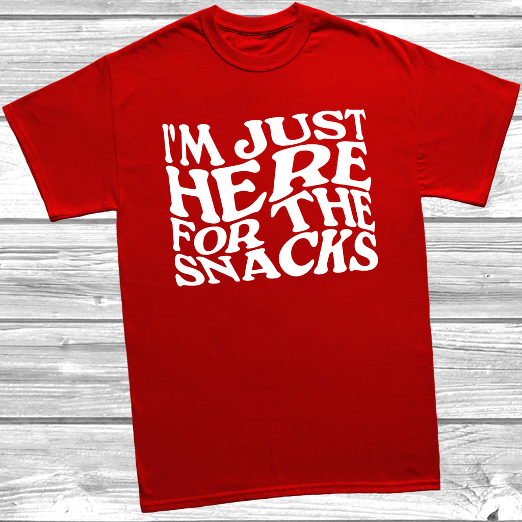 Get trendy with I'm Just Here For The Snacks T-Shirt - T-Shirt available at DizzyKitten. Grab yours for £9.49 today!