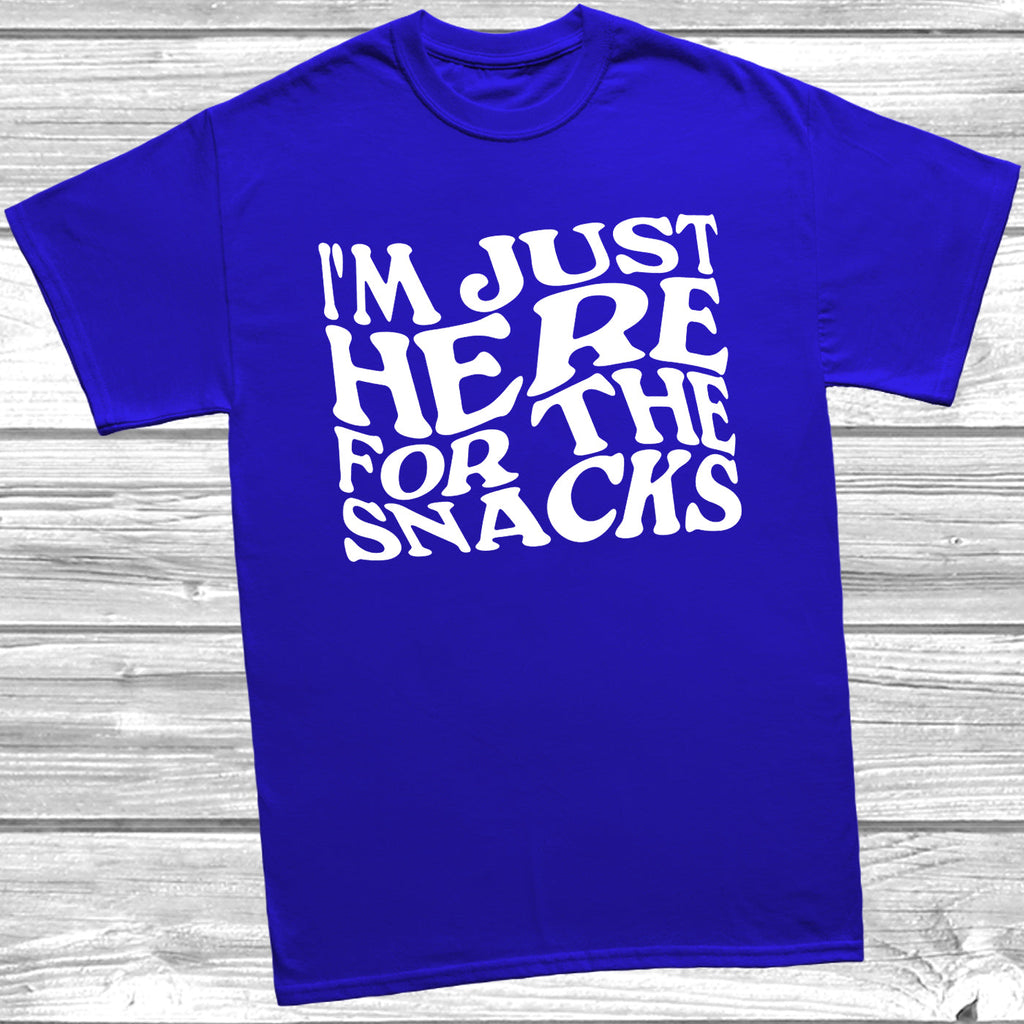 Get trendy with I'm Just Here For The Snacks T-Shirt - T-Shirt available at DizzyKitten. Grab yours for £8.99 today!