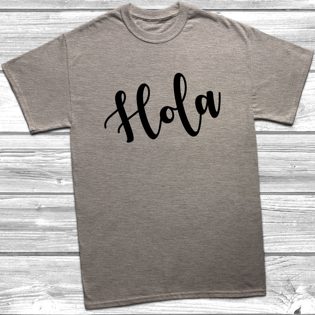 Comfortable unisex Hola tshirt with simple minimalist slogan wording