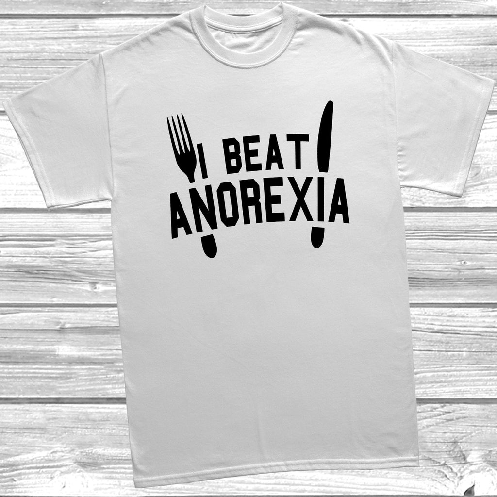 Get trendy with I Beat Anorexia T-Shirt - T-Shirt available at DizzyKitten. Grab yours for £8.99 today!