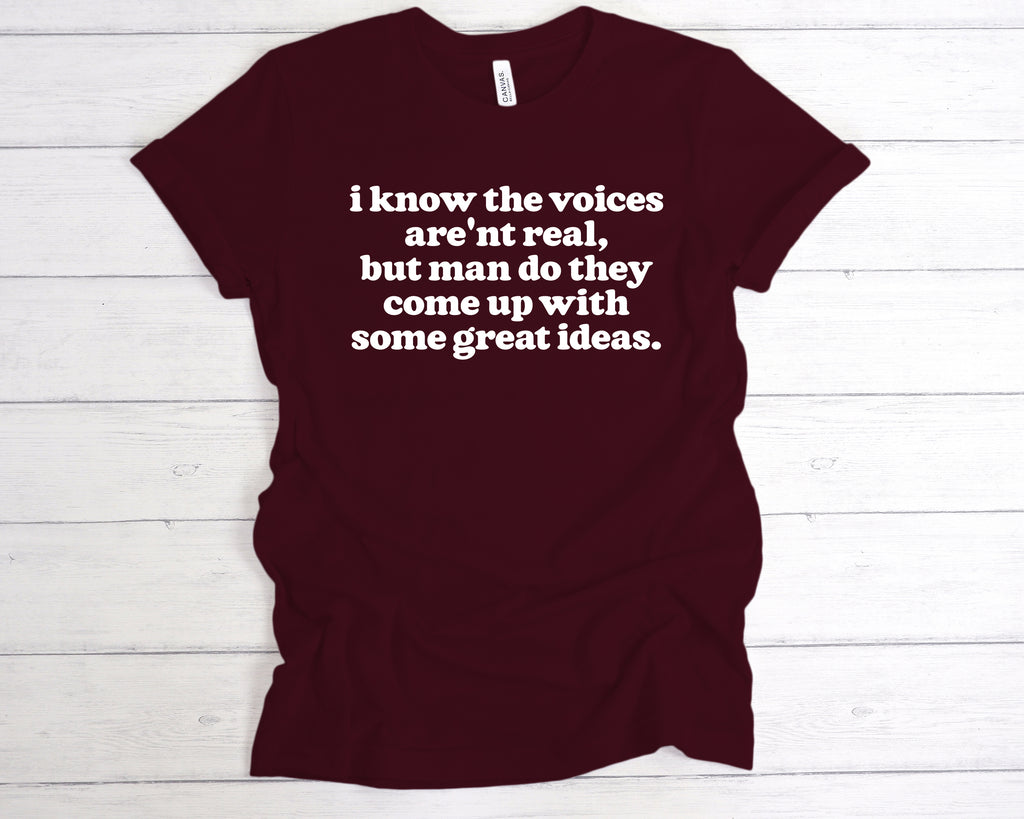 Get trendy with I Know The Voices Aren't Real T-Shirt - T-Shirt available at DizzyKitten. Grab yours for £12.99 today!