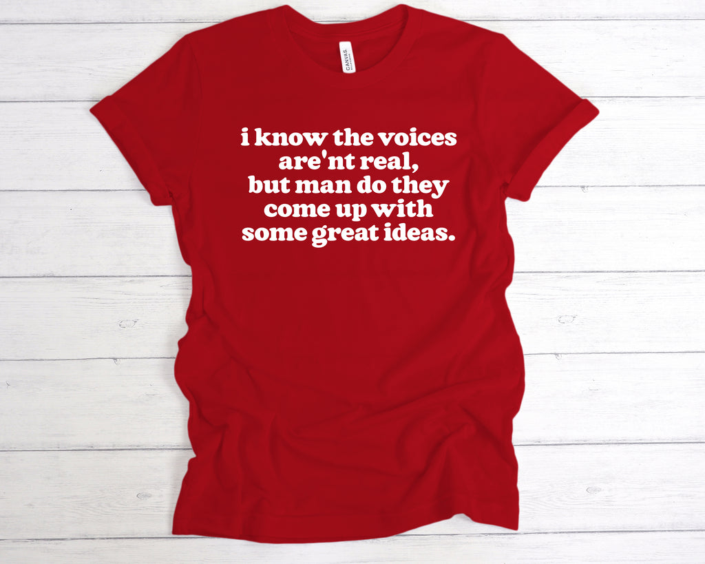 Get trendy with I Know The Voices Aren't Real T-Shirt - T-Shirt available at DizzyKitten. Grab yours for £12.99 today!