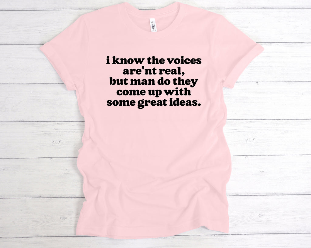 Get trendy with I Know The Voices Aren't Real T-Shirt - T-Shirt available at DizzyKitten. Grab yours for £12.99 today!