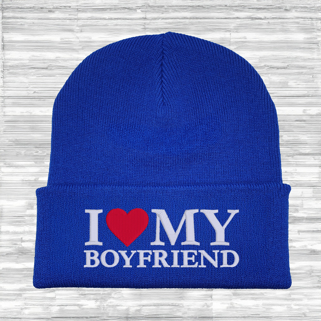 Cosy embroidered beanie hat with love message