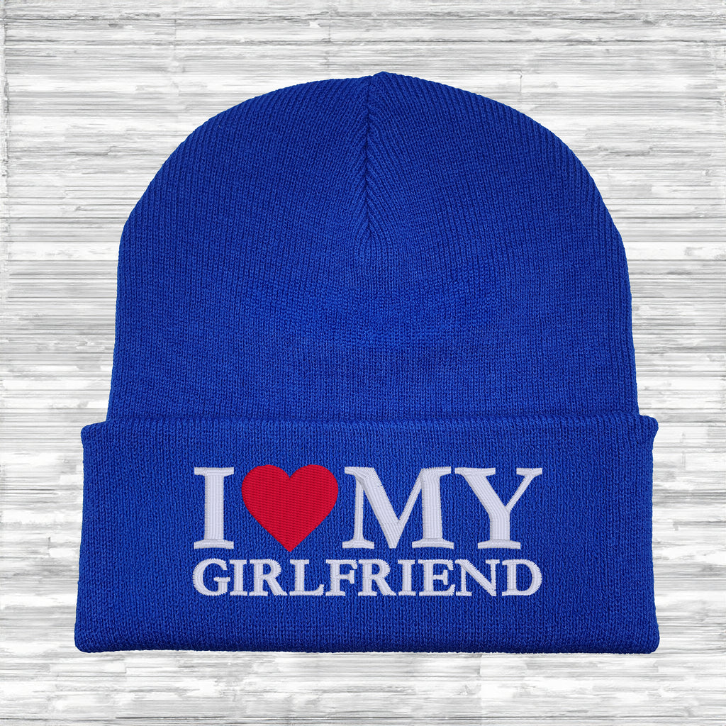 Cosy embroidered beanie hat with love message