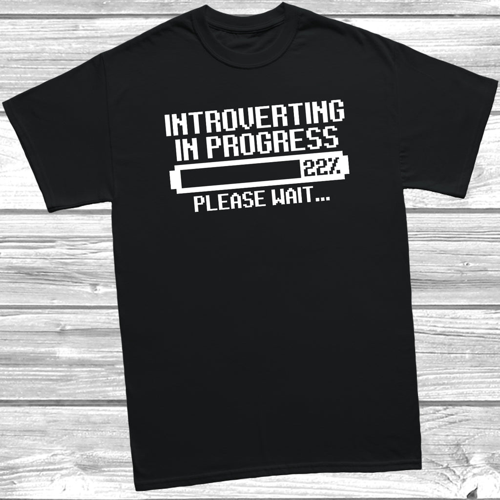 Introverting In Progress slogan t-shirt in black cotton