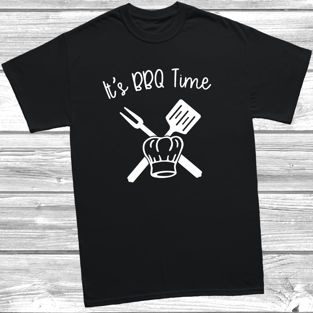Its BBQ Time slogan t shirt with fun barbecue inspired graphic design