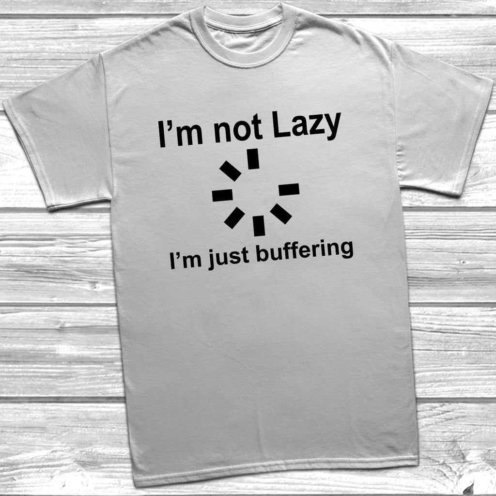 Novelty gamer tshirt with buffering inspired slogan and casual fit