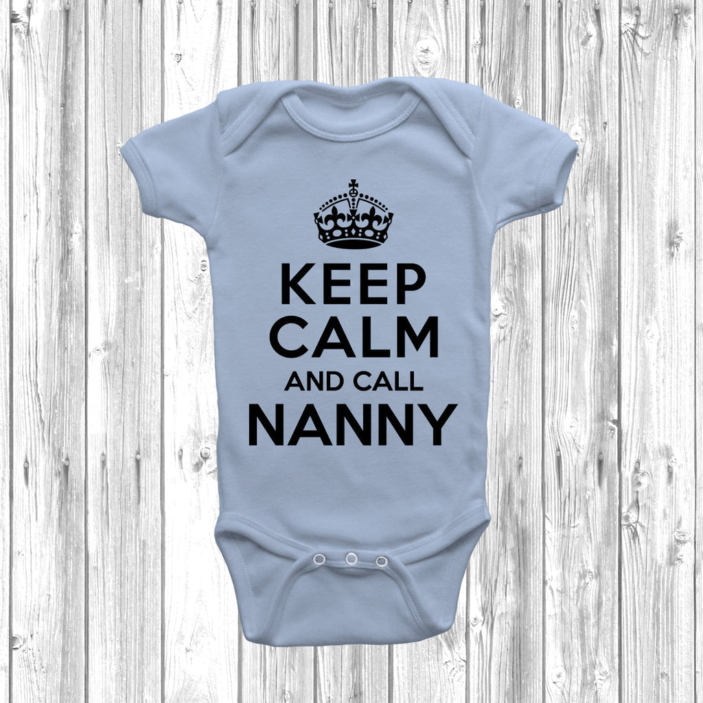Get trendy with Keep Calm And Call Nanny Baby Grow - Baby Grow available at DizzyKitten. Grab yours for £7.99 today!