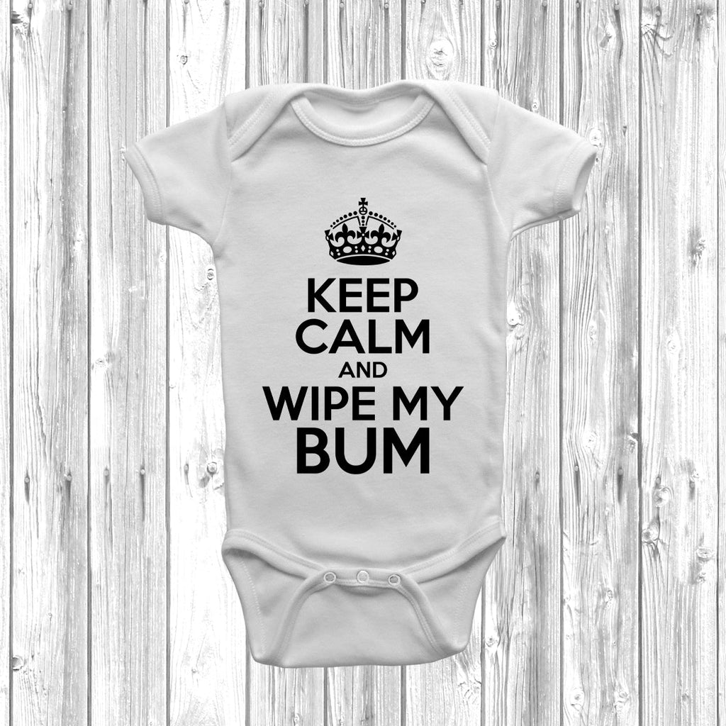 Get trendy with Keep Calm And Wipe My Bum Baby Grow - Baby Grow available at DizzyKitten. Grab yours for £7.95 today!