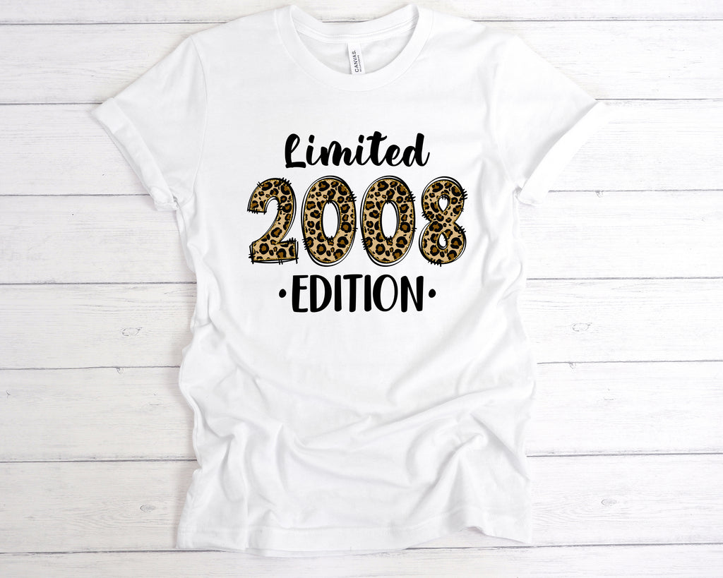 Born in 2008 leopard print birthday gift shirt