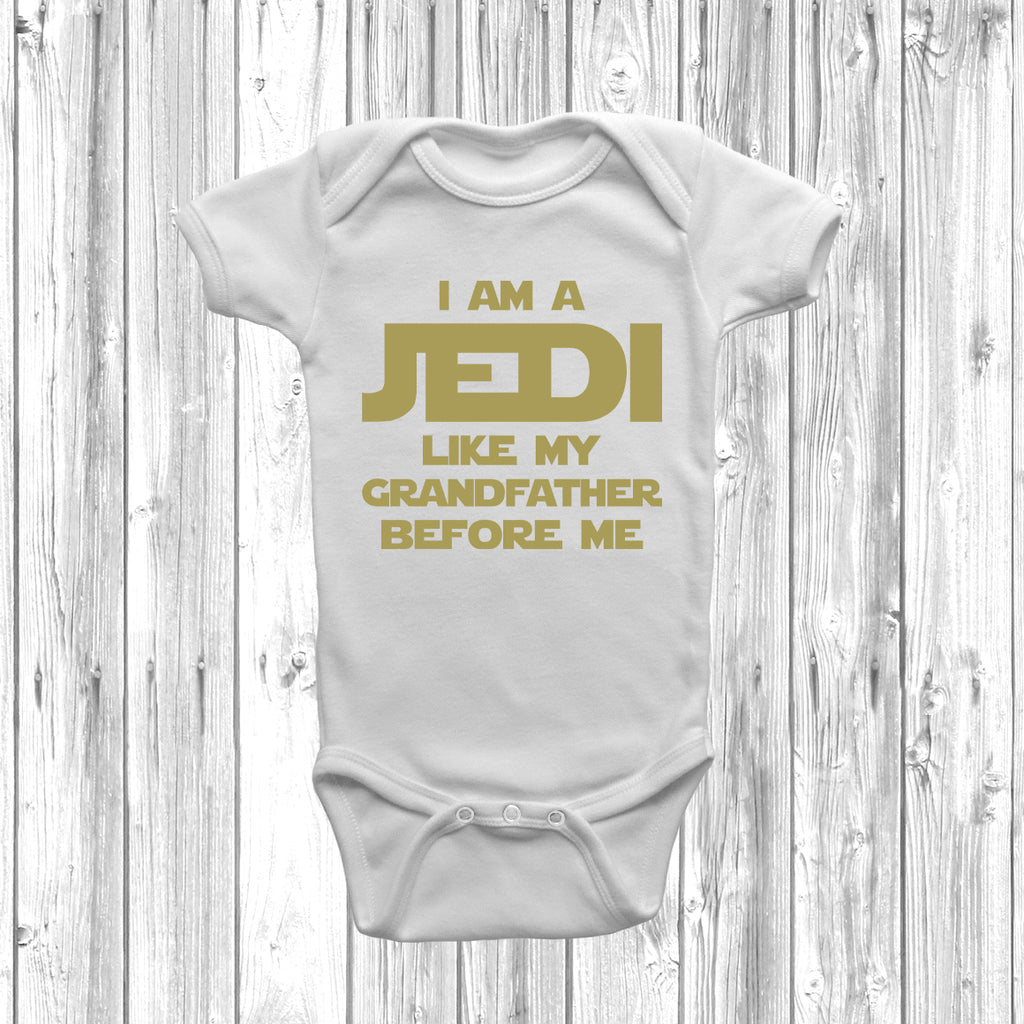 I Am A Jedi slogan baby grow in white