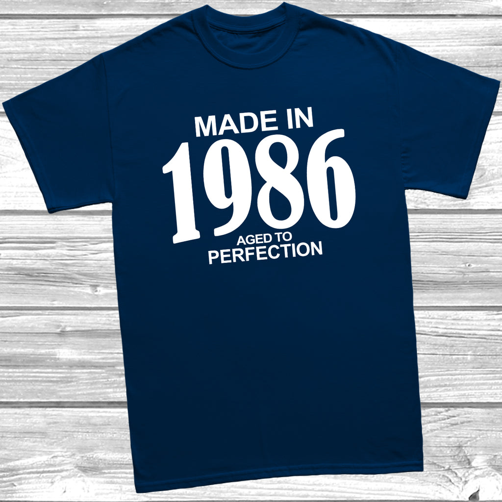 Vintage 1986 birthday t shirt aged to perfection