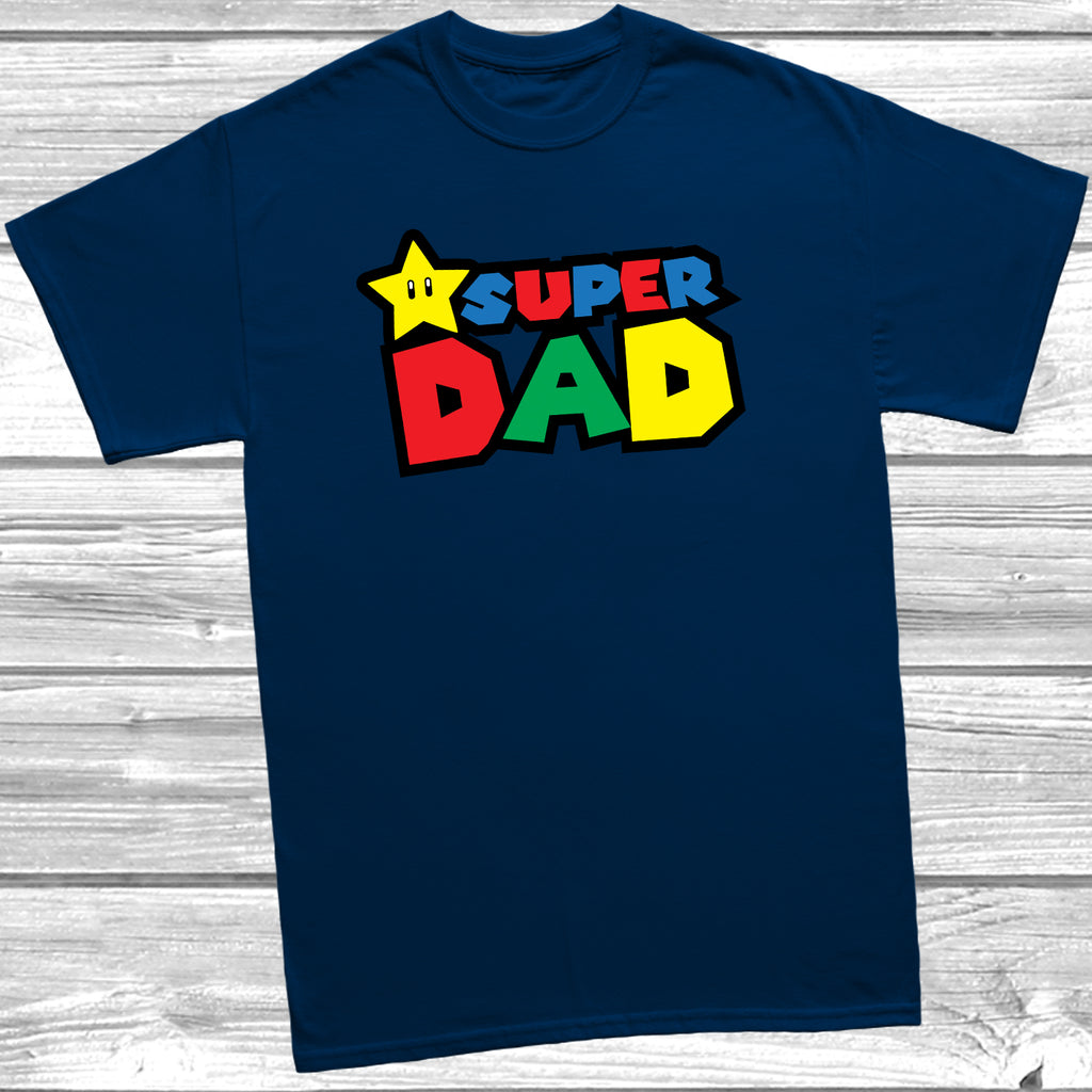Super Dad gaming inspired t shirt with retro arcade style graphic design