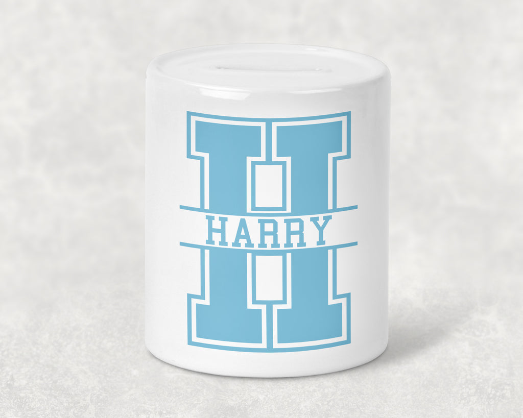 Personalised ceramic money box with custom name