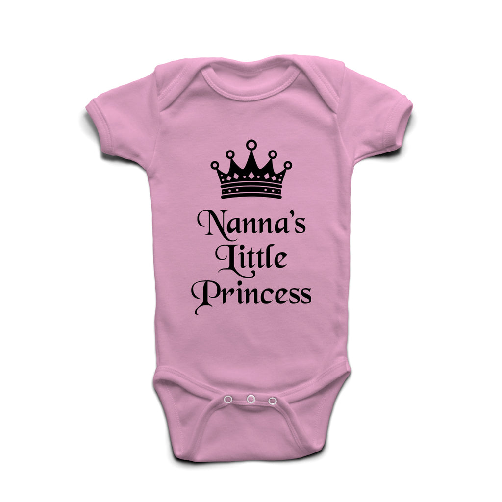 Nanna’s Little Princess baby grow in pastel pink – cute baby girl gift outfit.