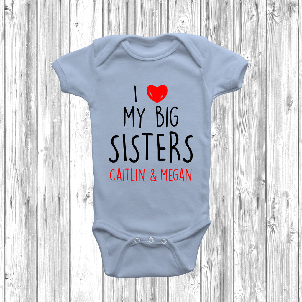 Get trendy with Personalised I Love My Big Sisters Baby Grow - Baby Grow available at DizzyKitten. Grab yours for £8.45 today!