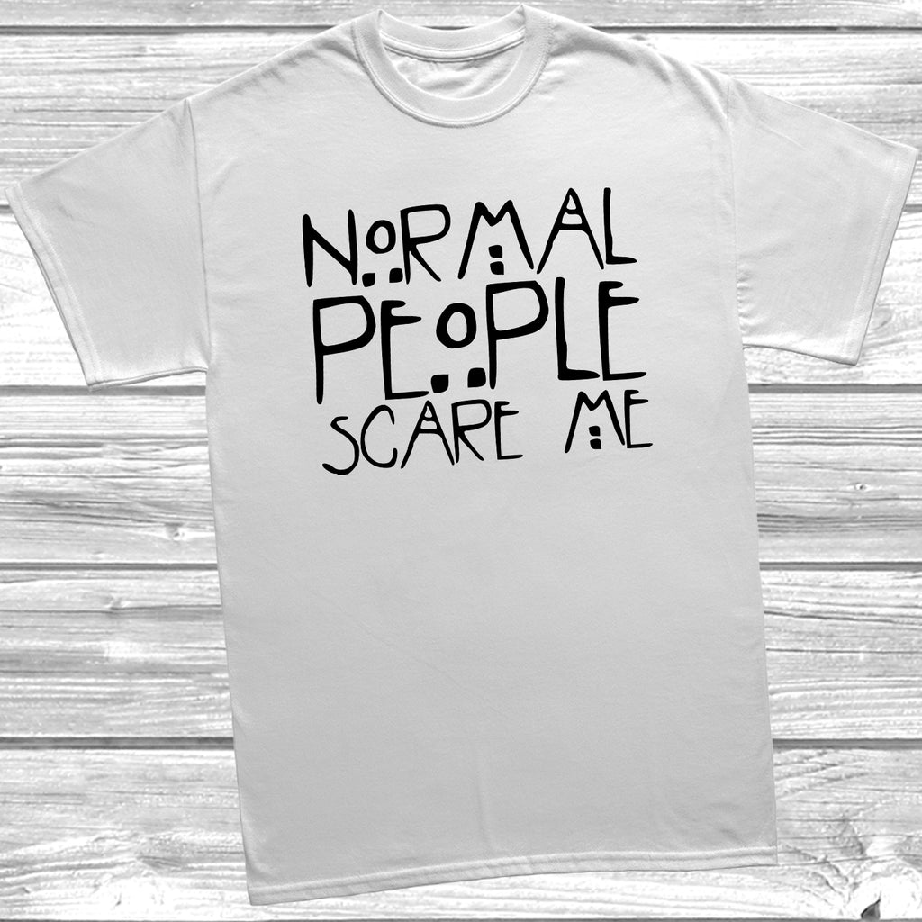 Soft cotton graphic tee with Normal People Scare Me message
