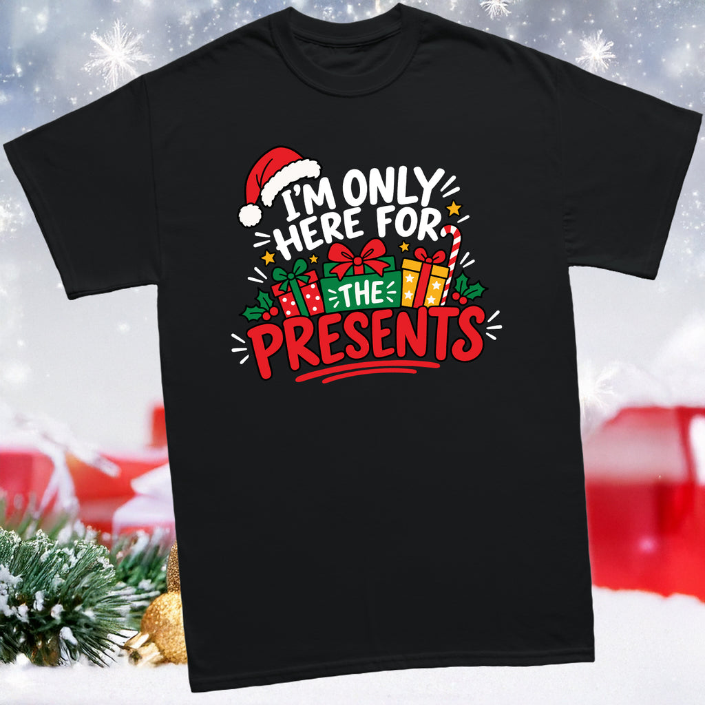 Festive slogan Christmas t-shirt with gift design