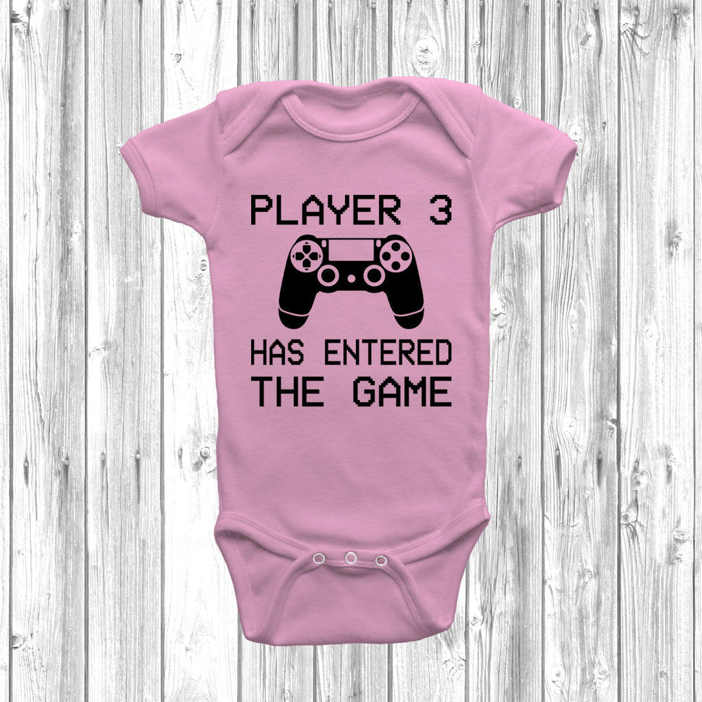 Get trendy with PS Player 3 Has Entered The Game Baby Grow - Baby Grow available at DizzyKitten. Grab yours for £7.99 today!