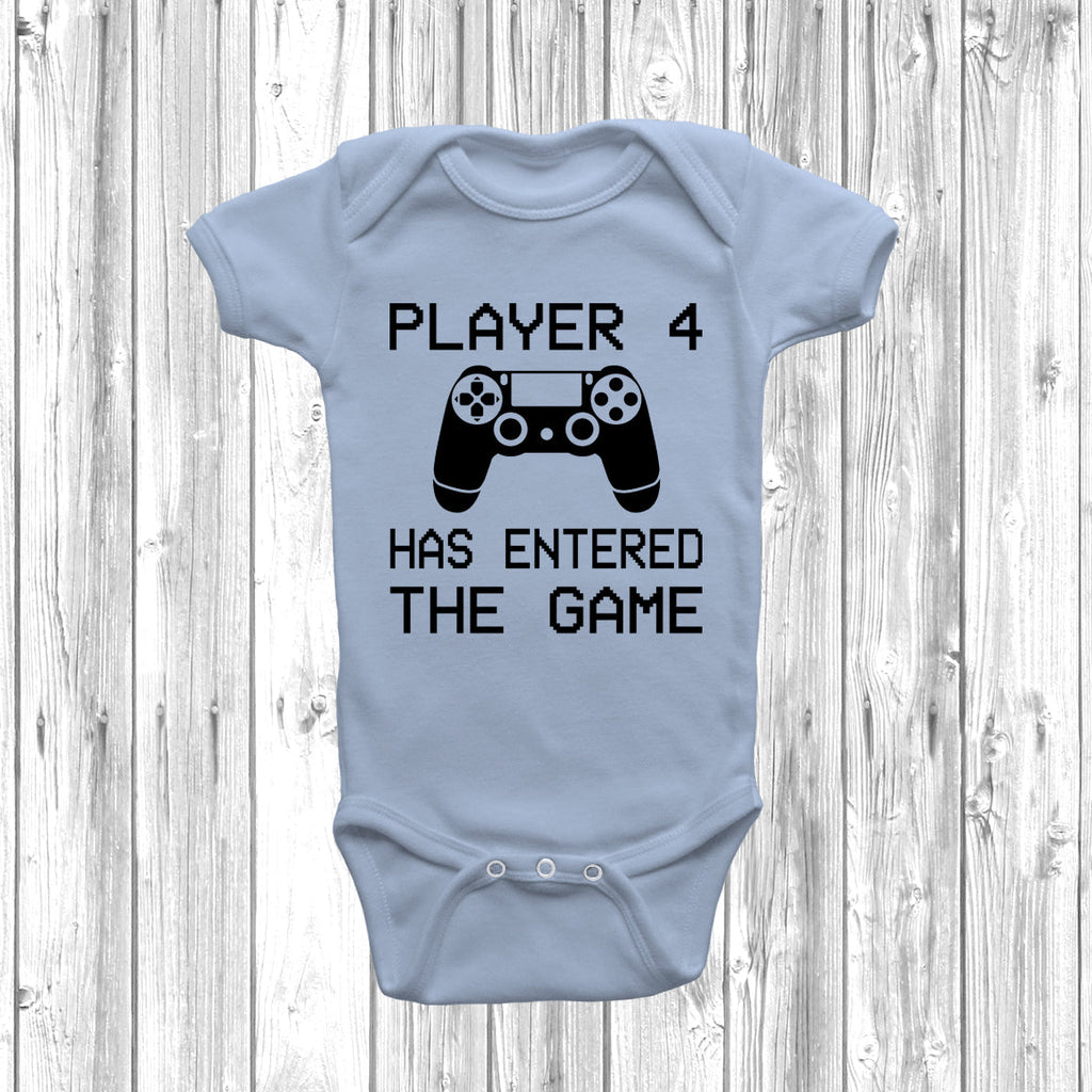 Get trendy with PS Player 4 Has Entered The Game Baby Grow - Baby Grow available at DizzyKitten. Grab yours for £7.99 today!