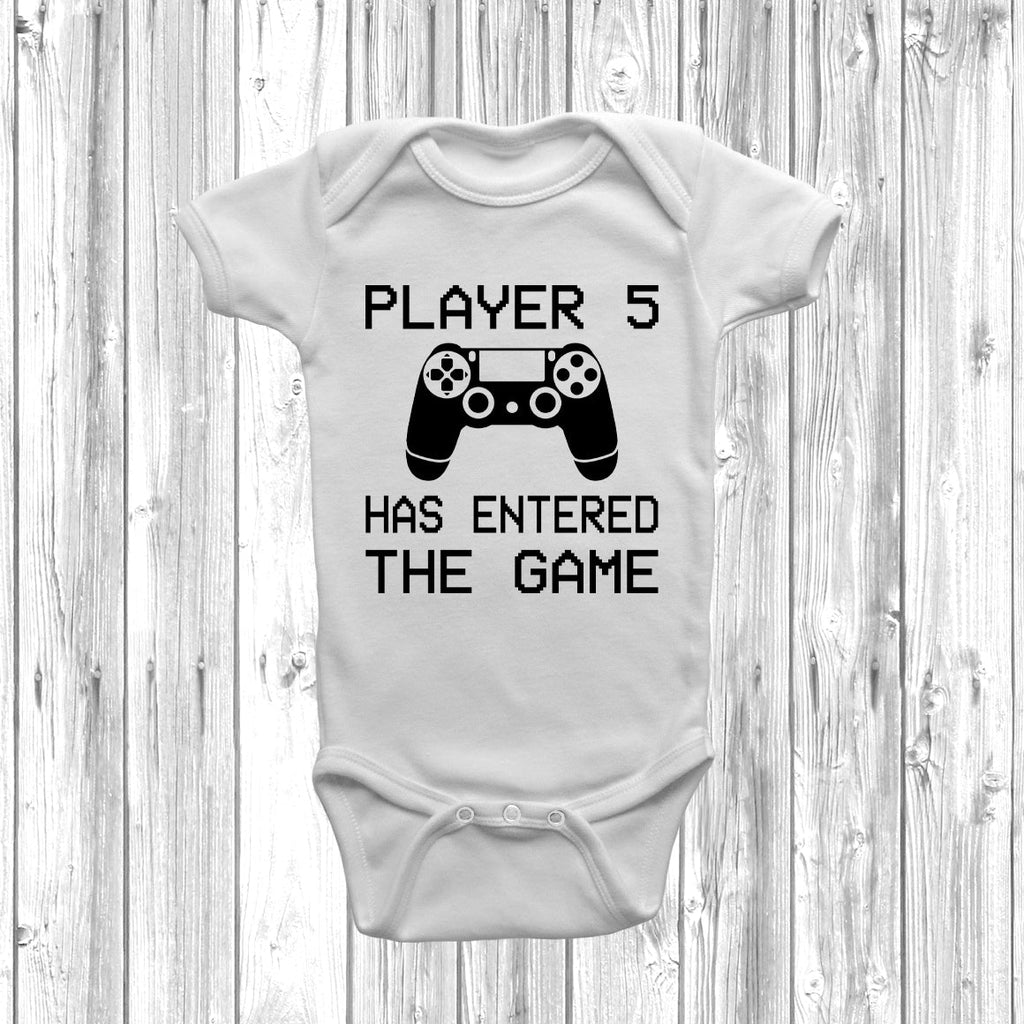 Get trendy with PS Player 5 Has Entered The Game Baby Grow - Baby Grow available at DizzyKitten. Grab yours for £7.99 today!