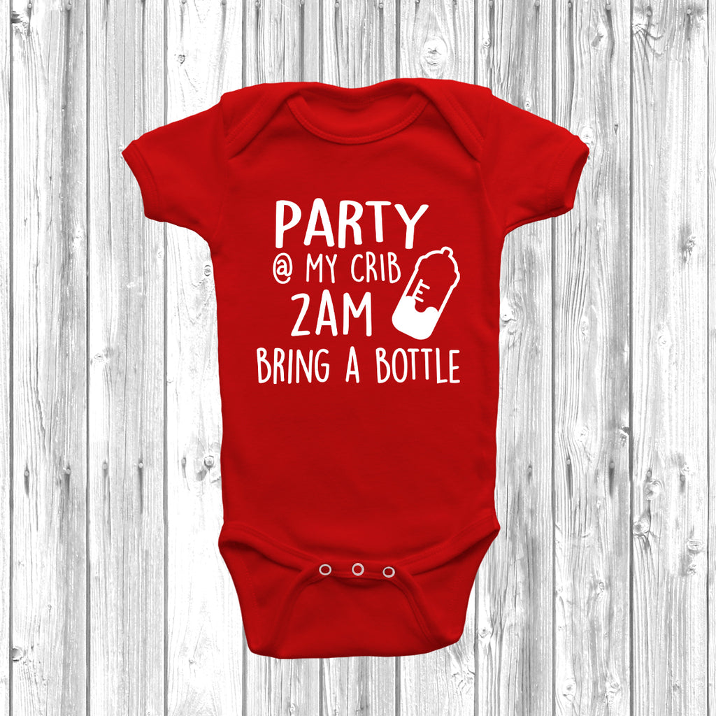 funny newborn outfit party at my crib slogan
