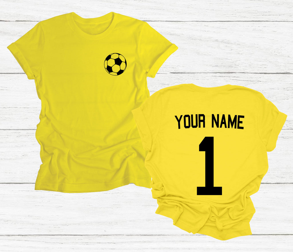 Get trendy with Personalised Kids Football Name And Number T-Shirt - T-Shirt available at DizzyKitten. Grab yours for £9.49 today!