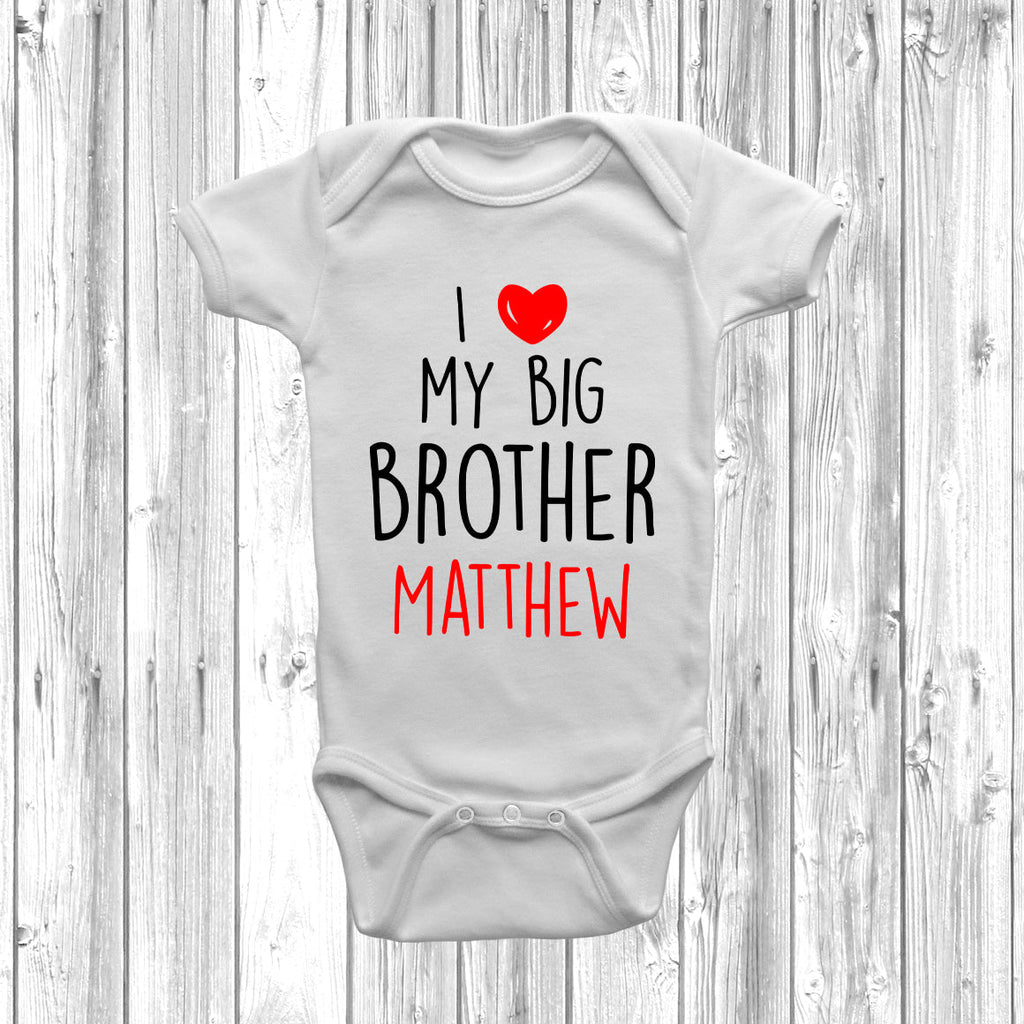 Get trendy with Personalised I Love My Big Brother Baby Grow - Baby Grow available at DizzyKitten. Grab yours for £8.45 today!
