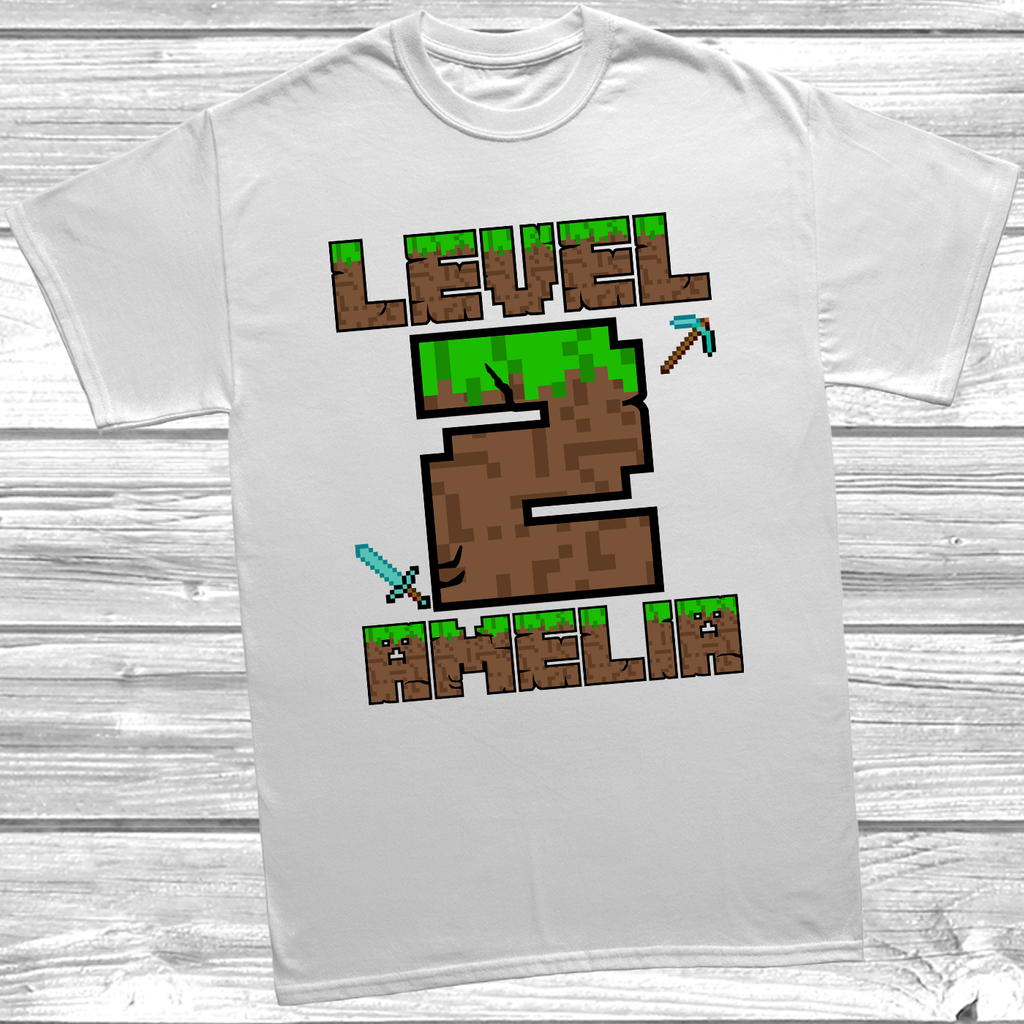 White Custom 2nd birthday shirt for toddlers with block-style print