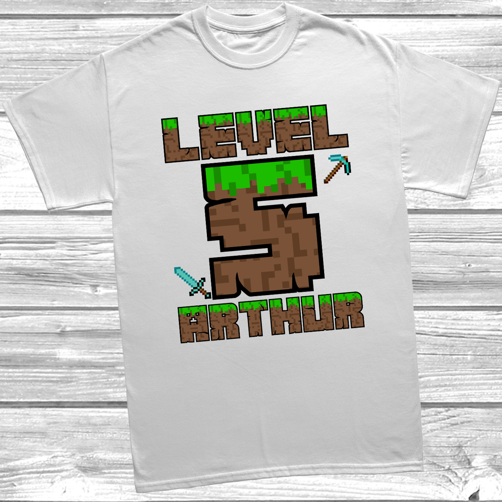 White Personalised “I’m 5 Today” t-shirt with block-style design and custom name
