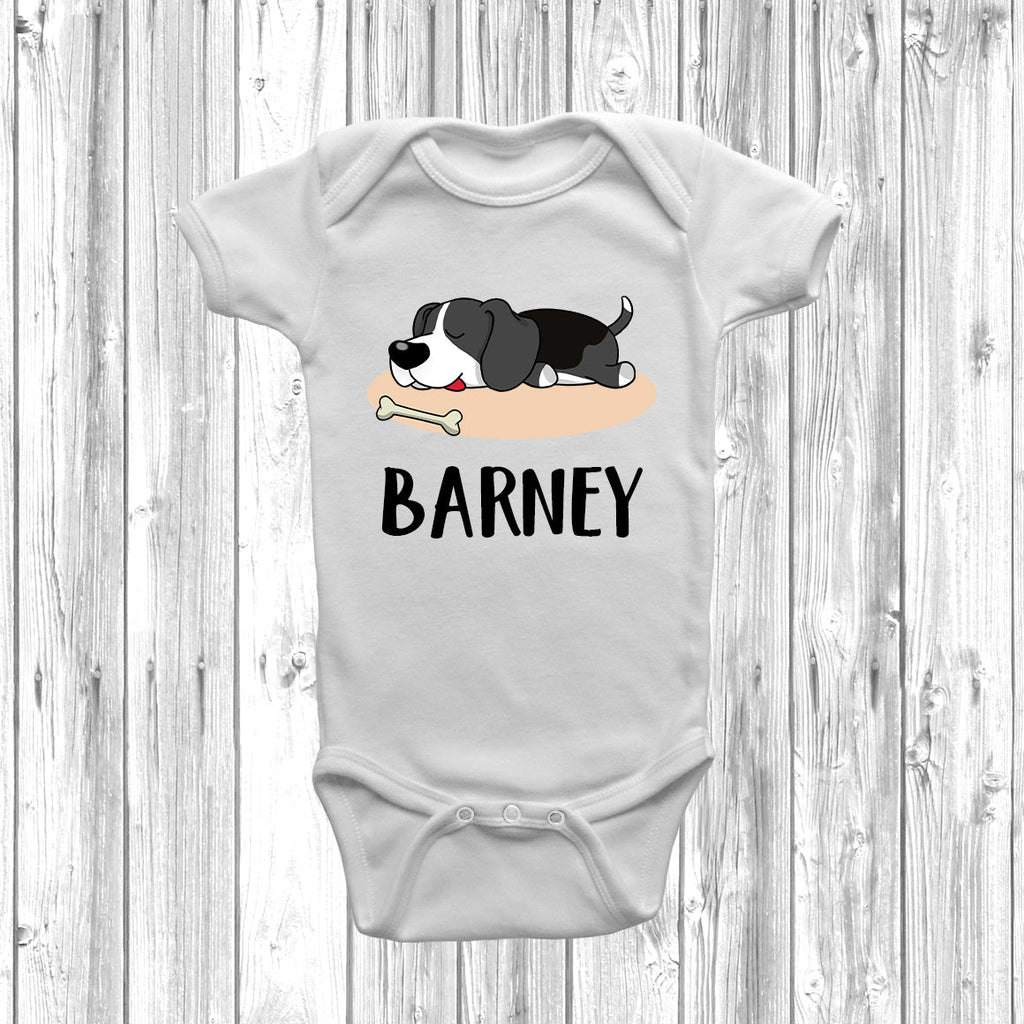 Get trendy with Personalised Beagle Lazy Dog Baby Grow -  available at DizzyKitten. Grab yours for £10.49 today!