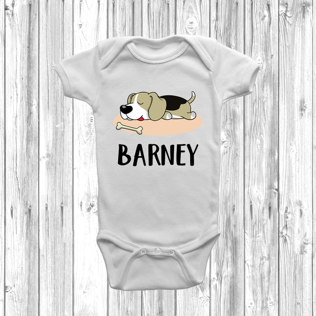Get trendy with Personalised Beagle Lazy Dog Baby Grow -  available at DizzyKitten. Grab yours for £10.49 today!