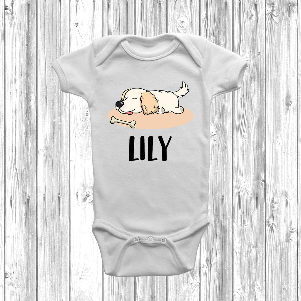 Get trendy with Personalised Cocker Spaniel Lazy Dog Baby Grow -  available at DizzyKitten. Grab yours for £10.49 today!