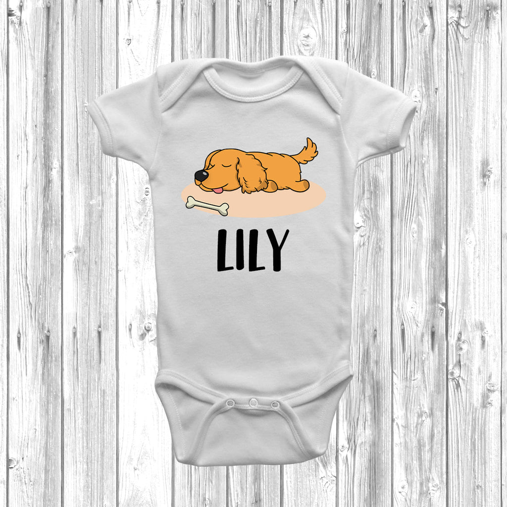 Get trendy with Personalised Cocker Spaniel Lazy Dog Baby Grow -  available at DizzyKitten. Grab yours for £10.49 today!