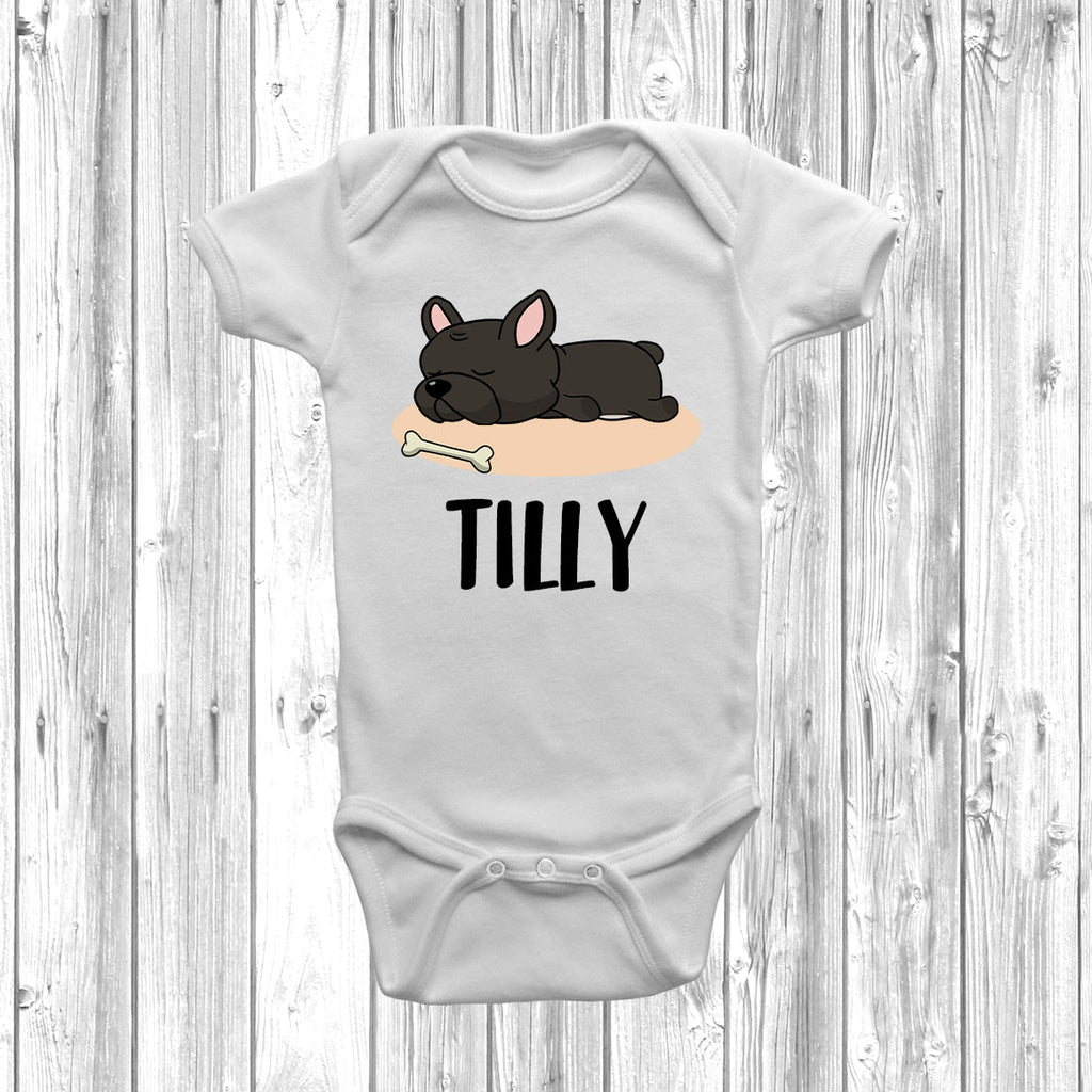 Get trendy with Personalised French Bulldog Lazy Dog Baby Grow -  available at DizzyKitten. Grab yours for £10.49 today!