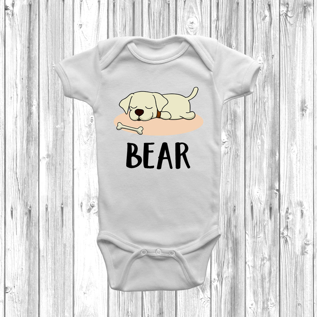 Get trendy with Personalised Labrador Lazy Dog Baby Grow -  available at DizzyKitten. Grab yours for £10.49 today!