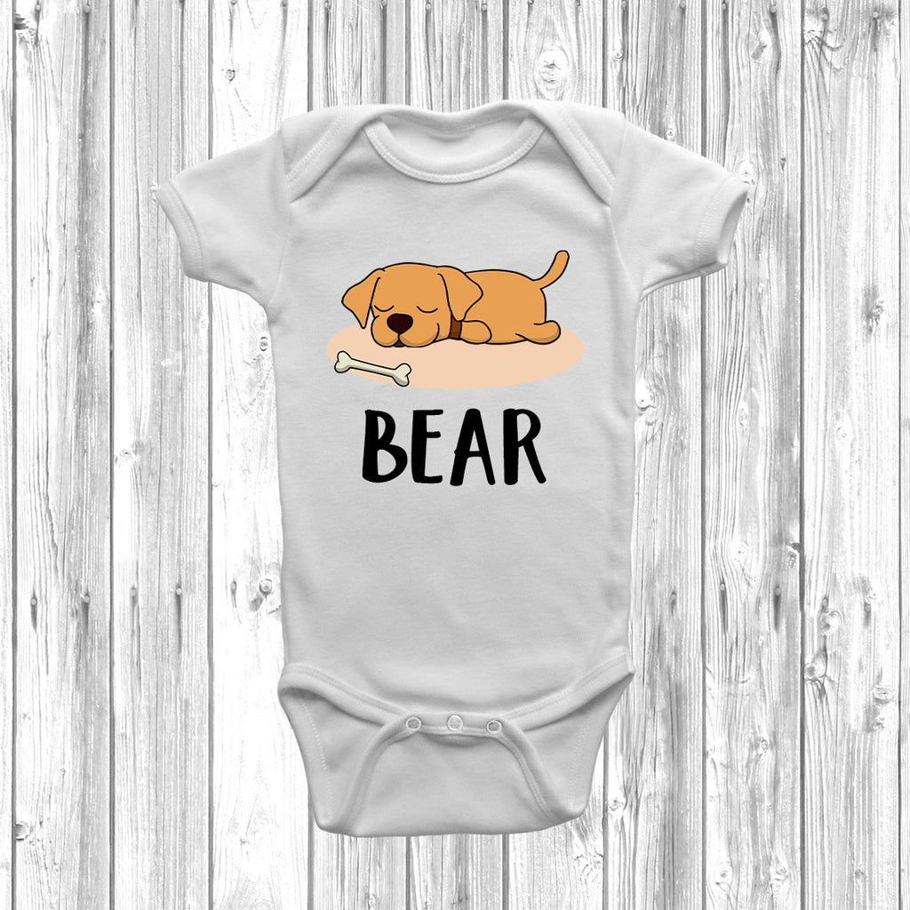Get trendy with Personalised Labrador Lazy Dog Baby Grow -  available at DizzyKitten. Grab yours for £10.49 today!