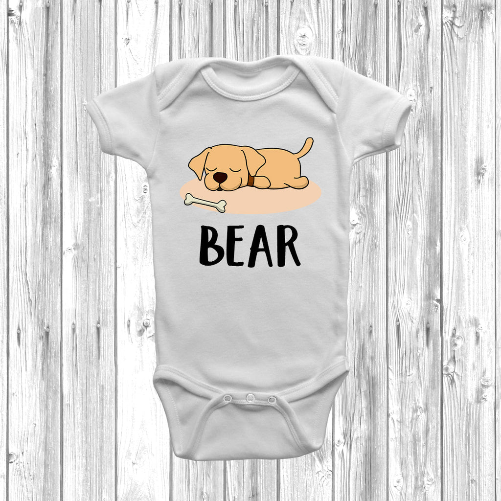 Get trendy with Personalised Labrador Lazy Dog Baby Grow -  available at DizzyKitten. Grab yours for £10.49 today!