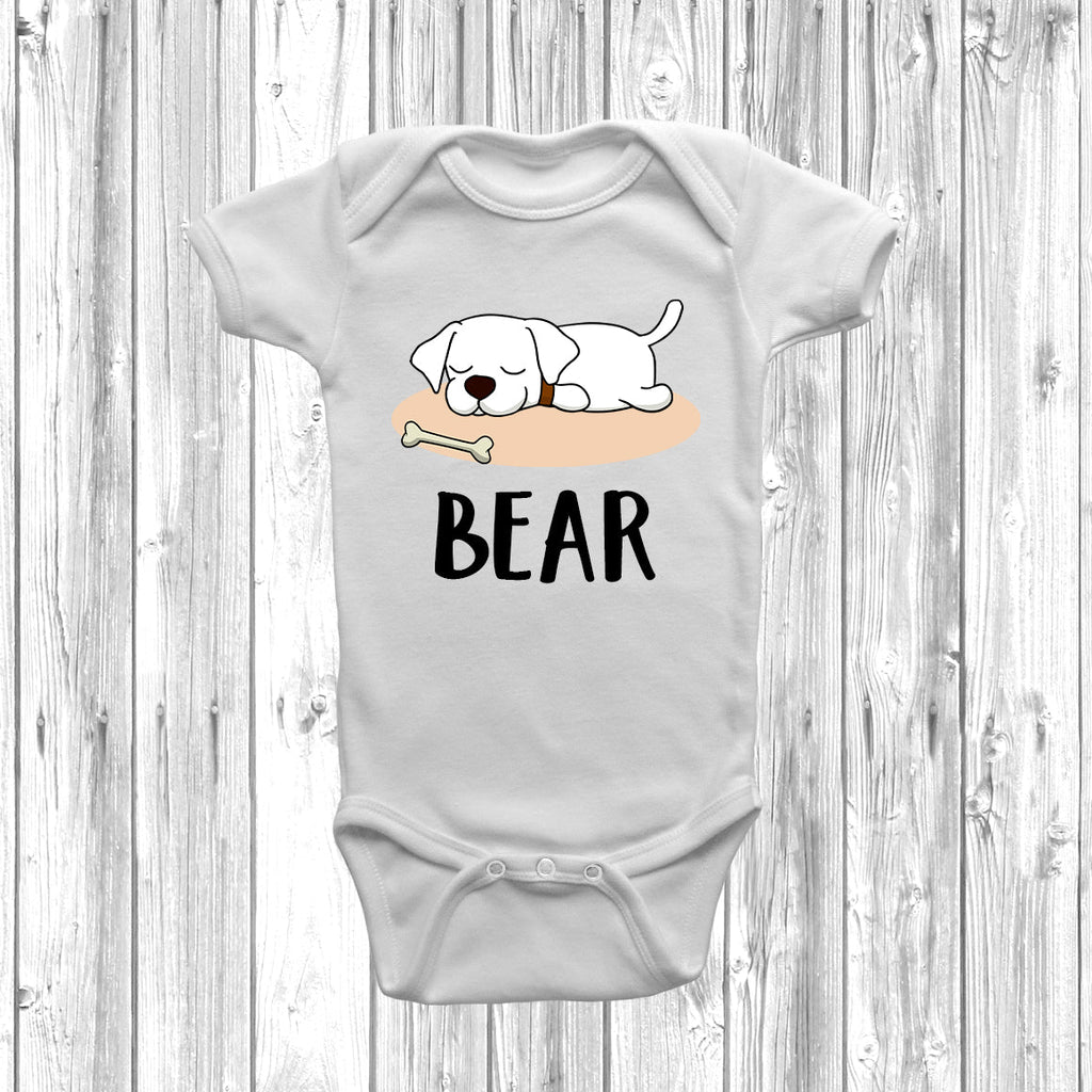 Get trendy with Personalised Labrador Lazy Dog Baby Grow -  available at DizzyKitten. Grab yours for £10.49 today!