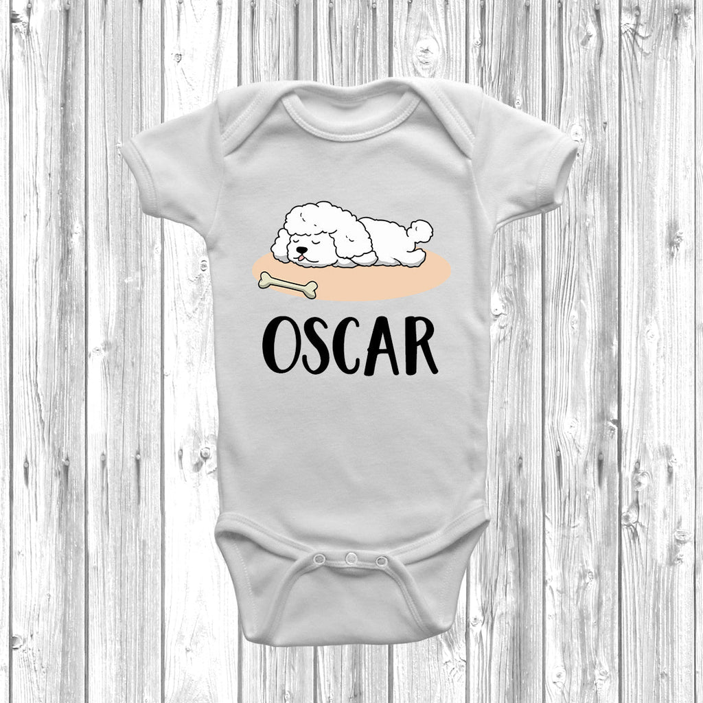 Get trendy with Personalised Poodle Lazy Dog Baby Grow -  available at DizzyKitten. Grab yours for £10.99 today!