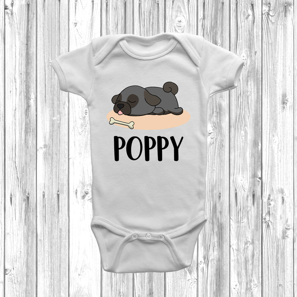 Get trendy with Personalised Pug Lazy Dog Baby Grow -  available at DizzyKitten. Grab yours for £10.99 today!