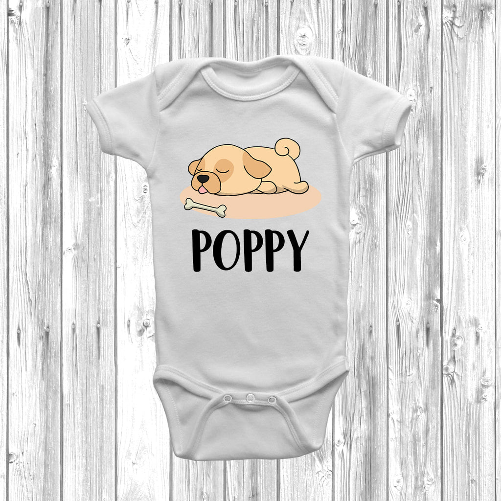 Get trendy with Personalised Pug Lazy Dog Baby Grow -  available at DizzyKitten. Grab yours for £10.49 today!