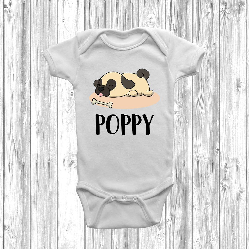 Get trendy with Personalised Pug Lazy Dog Baby Grow -  available at DizzyKitten. Grab yours for £10.99 today!