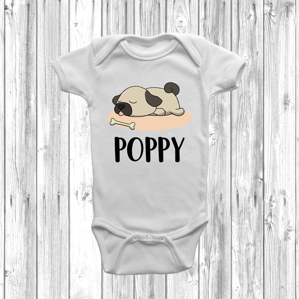 Get trendy with Personalised Pug Lazy Dog Baby Grow -  available at DizzyKitten. Grab yours for £10.49 today!