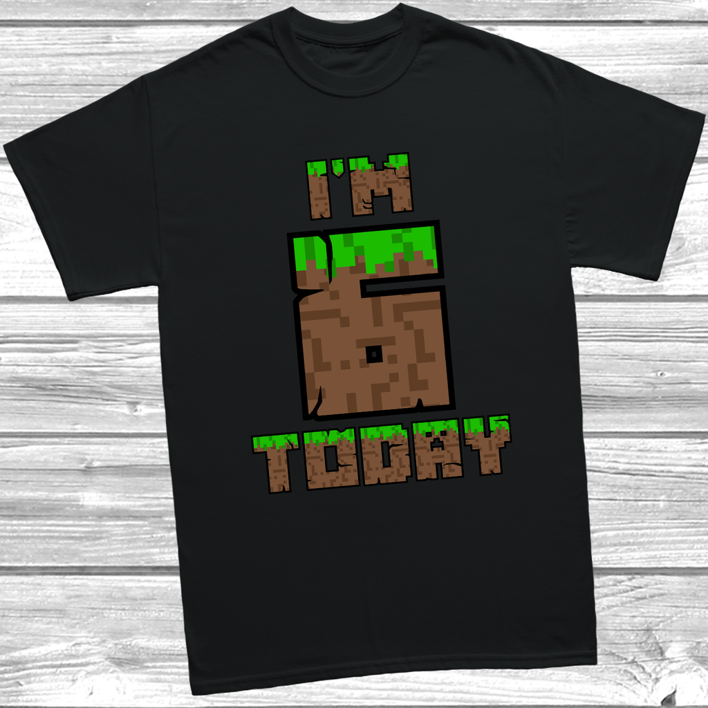 Black Unisex 6th birthday shirt for children who love block-style games